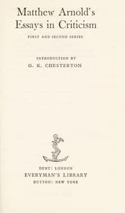 Tapa de Matthew Arnold's essays in criticism