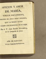 Tapa de Aficion y amor de Maria, virgen sacratisima, madre de Jesus dios y hombre, que la deben tener todos los redimidos de su hijo