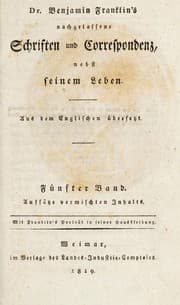 Tapa de Dr. Benjamin Franklin's Nachgelassene Schriften und Correspondenz nebst seinem Leben