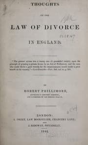Tapa de Thoughts on the law of divorce in England
