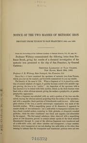 Tapa de Notice of the two masses of meteoric iron brought from Tucson to San Francisco, 1862 and 1863