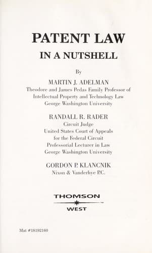 Tapa de Patent law in a nutshell