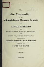 Tapa de U ber die Gesandten in den altfranzo sischen Chansons de geste ...
