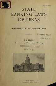 Tapa de State banking laws of Texas