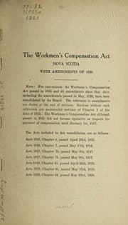 Tapa de The workmen's compensation act, Nova Scotia
