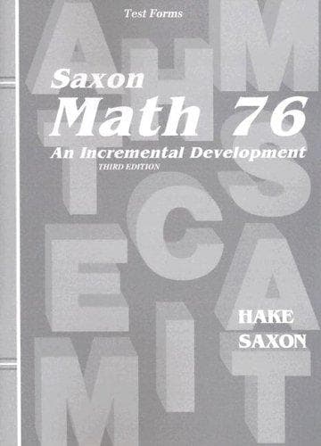 Tapa de Saxon Math 76 An Incremental Development, Test Forms