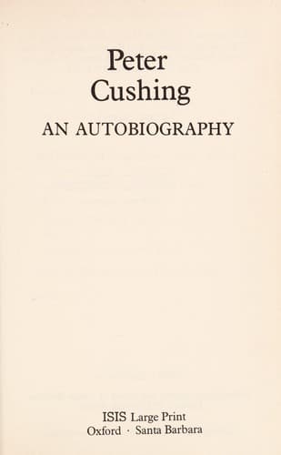 Tapa de Peter Cushing : an autobiography