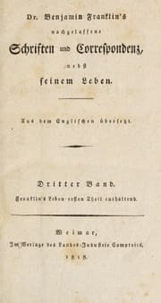 Tapa de Dr. Benjamin Franklin's Nachgelassene Schriften und Correspondenz nebst seinem Leben