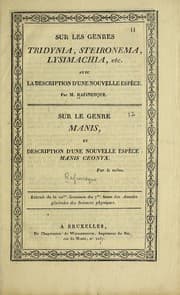 Tapa de Sur les genres Tridynia, Steironema, Lysimachia, etc