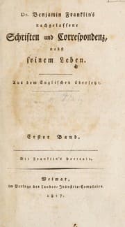Tapa de Dr. Benjamin Franklin's Nachgelassene Schriften und Correspondenz nebst seinem Leben