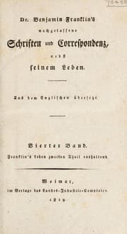 Tapa de Dr. Benjamin Franklin's Nachgelassene Schriften und Correspondenz nebst seinem Leben