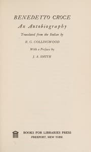 Tapa de Benedetto Croce, an autobiography