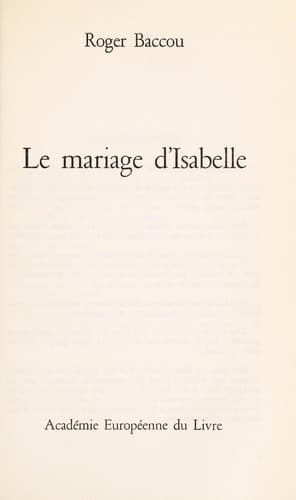 Tapa de Le Mariage d'Isabelle