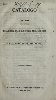 Tapa de Catálogo de los cuadros que existen colocados en el Real Museo del Prado