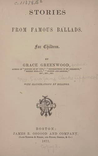 Tapa de Stories from famous ballads
