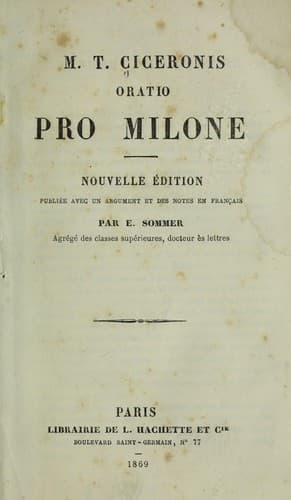 Tapa de Oratio pro Milone