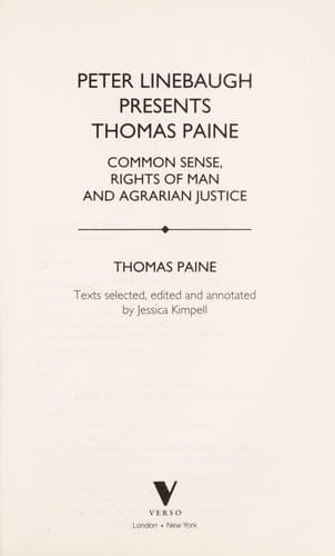 Tapa de Peter Linebaugh presents Thomas Paine