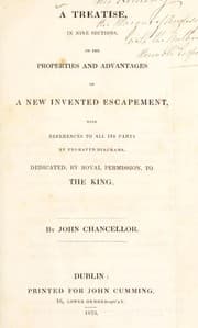 Tapa de A treatise ... on the properties and advantages of a new invented escapement