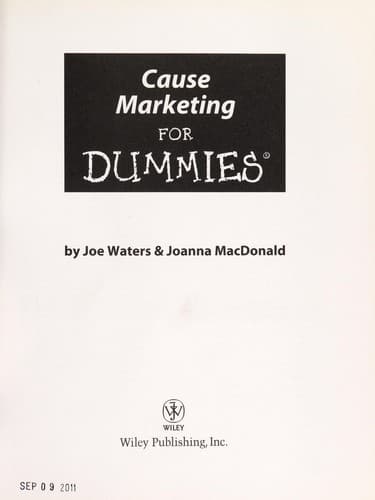 Tapa de Cause marketing for dummies