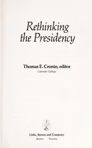 Tapa de Rethinking the presidency