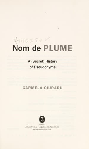 Tapa de Nom de plume