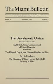 Tapa de The baccalaureate oration delivered on the occasion of the eighty-first annual commencement of Miami University at Oxford, Ohio