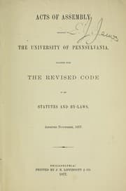 Tapa de Acts of Assembly relating to the University of Pennsylvania
