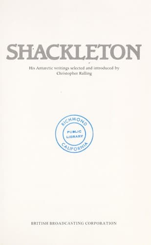 Tapa de Shackleton, his Antarctic writings