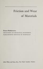 Tapa de Friction and Wear of Materials (Science & Technology of Materials S.)