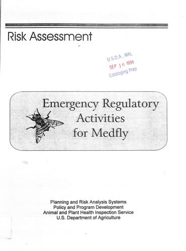 Tapa de Emergency regulatory activities for medfly