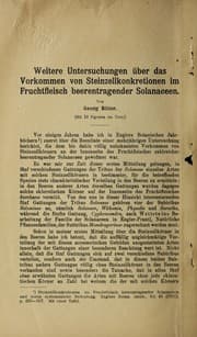 Tapa de Weitere untersuchungen uber das vorkommen von steinzellkonkretionen im fruchtfleisch beerentragender solanaceen