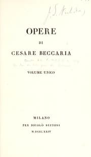 Tapa de Opere di Cesare Beccaria. Volume unico