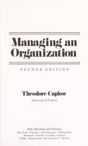 Tapa de Managing an organization