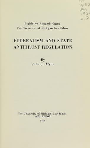 Tapa de Federalism and State antitrust regulation