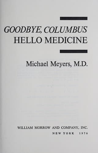 Tapa de Goodbye, Columbus, hello medicine