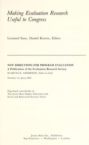 Tapa de Making evaluation research useful to Congress