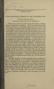 Tapa de Some industrial lessons of the European war