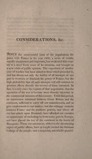 Tapa de Considerations on the causes, objects, and consequences of the present war, and on the expediency, or thedanger of peace with France