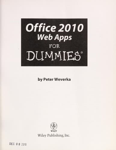 Tapa de Office 2010 web apps for dummies