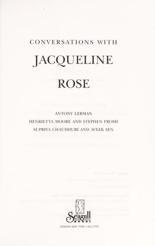 Tapa de Conversations with Jacqueline Rose