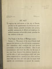Tapa de An act to regulate the civil service of the city of Detroit ...