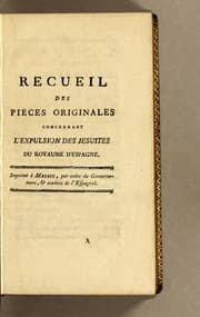 Tapa de Recueil des pièces originales concernant l'expulsion des Jesuites du royaume d'Espagne