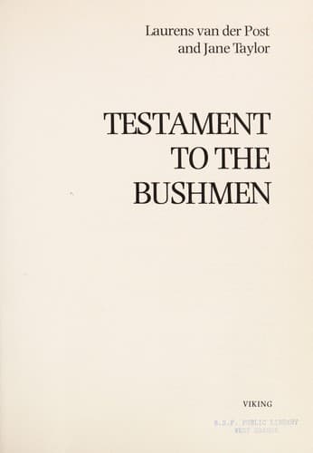 Tapa de Testament to the Bushmen