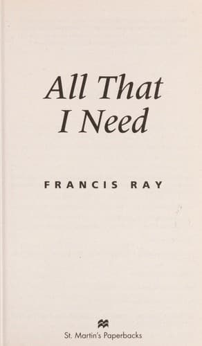 Tapa de All that I need