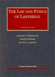 Tapa de The law and ethics of lawyering