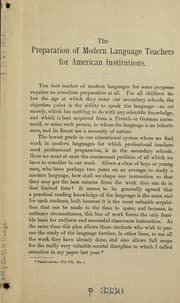Tapa de The preparation of modern language teachers for American institutions