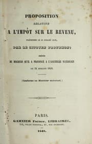Tapa de Proposition relative a l'impo t sur le revenu, pre sente e le 11 juillet 1848, par le citoyen Proudhon