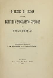 Tapa de Disegno di legge sugli instituti d'insegnamento superiore di Paolo Boselli