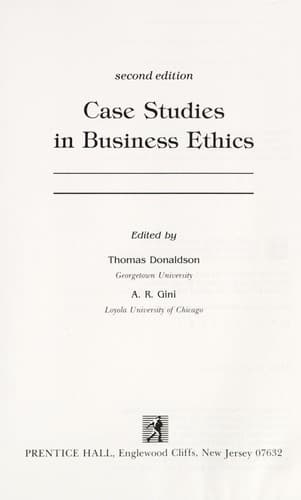 Tapa de Case studies in business ethics