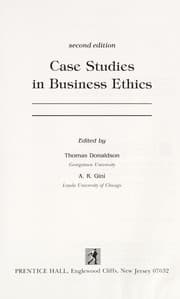 Tapa de Case studies in business ethics